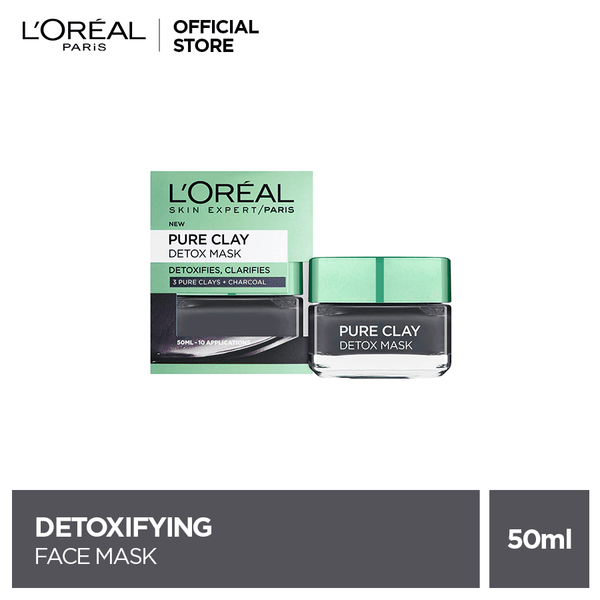 L'Oreal Paris Pure Clay Detoxifying Charcoal Face Mask - 50ml